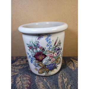 Vintage Shaker & Thangs Floral Pottery Crock- Marshall, TX